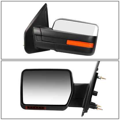RETROVISORES EXTENDIBLES TOWING MIRROR - 04-14 FORD F-150 - LEFT - MANUAL W/O HEATED - LED AMBER SIGNAL - CHROME