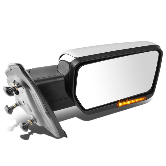 RETROVISORES EXTENDIBLES TOWING MIRROR - 04-14 FORD F-150 - RIGHT - MANUAL W/O HEATED - LED AMBER SIGNAL - CHROME