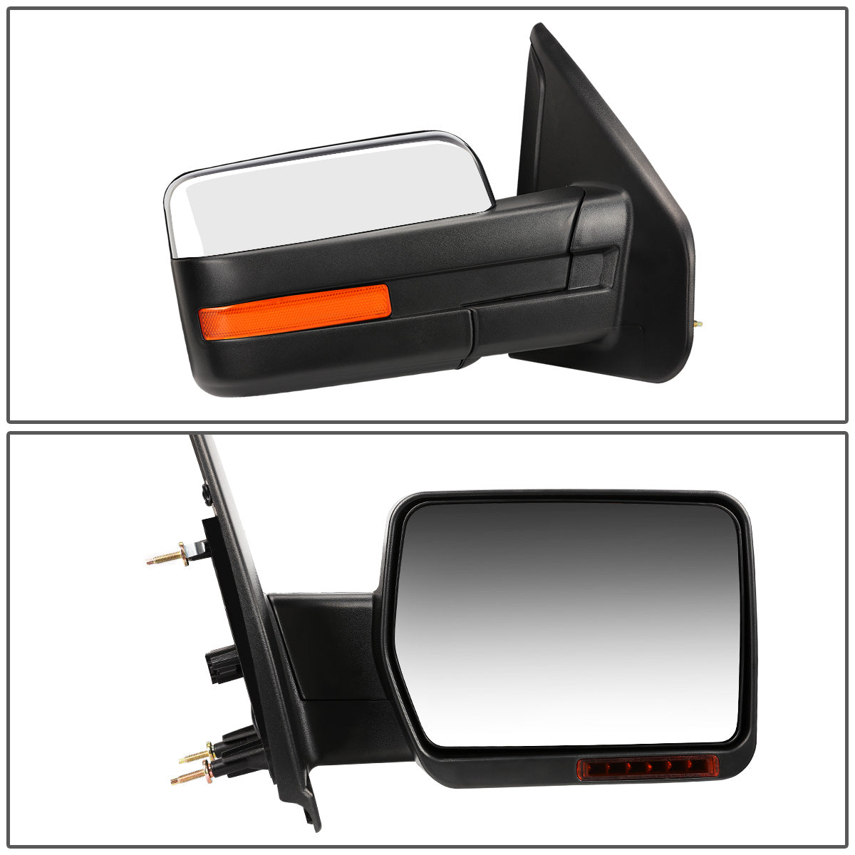 RETROVISORES EXTENDIBLES TOWING MIRROR - 04-14 FORD F-150 - RIGHT - MANUAL W/O HEATED - LED AMBER SIGNAL - CHROME