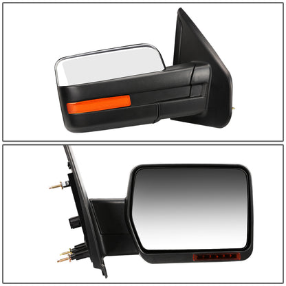 RETROVISORES EXTENDIBLES TOWING MIRROR - 04-14 FORD F-150 - RIGHT - MANUAL W/O HEATED - LED AMBER SIGNAL - CHROME