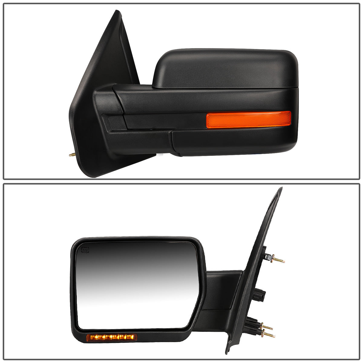 RETROVISORES EXTENDIBLES TOWING MIRROR - 04-14 FORD F-150 - LEFT - POWERED W/ HEATED - AMBER SIGNAL - BLACK