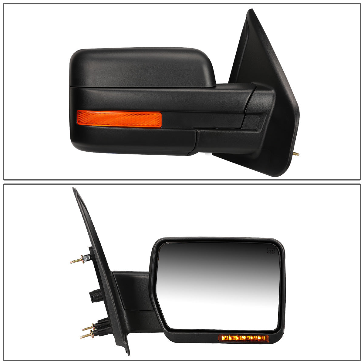 RETROVISORES EXTENDIBLES TOWING MIRROR - 04-14 FORD F-150 - RIGHT - POWERED W/ HEATED - AMBER SIGNAL - BLACK