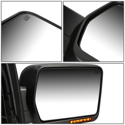 RETROVISORES EXTENDIBLES TOWING MIRROR - 04-14 FORD F-150 - RIGHT - POWERED W/ HEATED - AMBER SIGNAL - BLACK