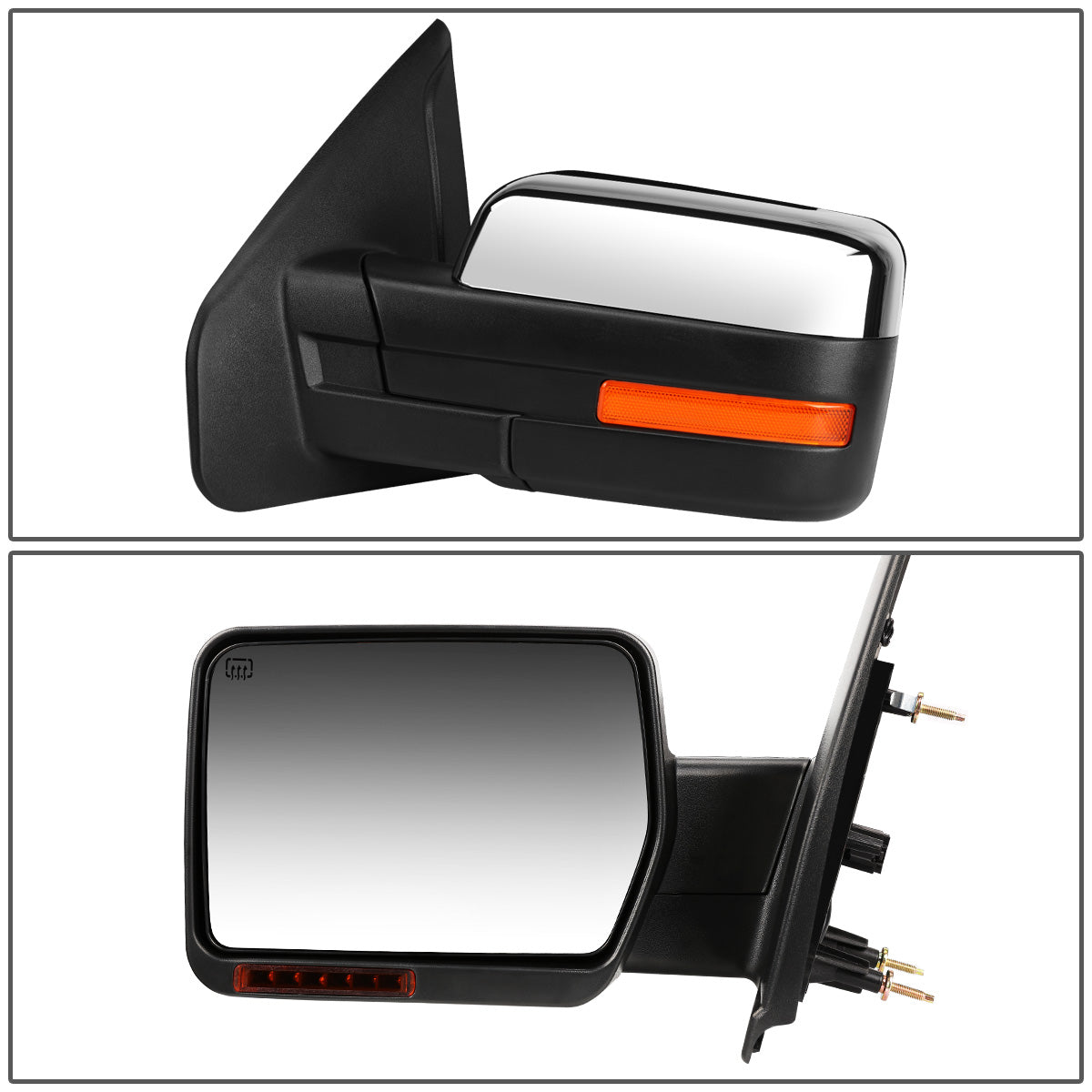 RETROVISORES EXTENDIBLES TOWING MIRROR - 04-14 FORD F-150 - LEFT - POWERED W/ HEATED - AMBER SIGNAL - CHROME