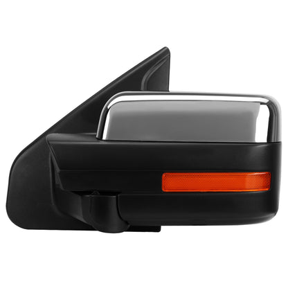 RETROVISORES EXTENDIBLES TOWING MIRROR - 04-14 FORD F-150 - LEFT - POWERED W/ HEATED - AMBER SIGNAL - CHROME