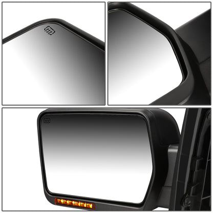 RETROVISORES EXTENDIBLES TOWING MIRROR - 04-14 FORD F-150 - LEFT - POWERED W/ HEATED - AMBER SIGNAL - CHROME