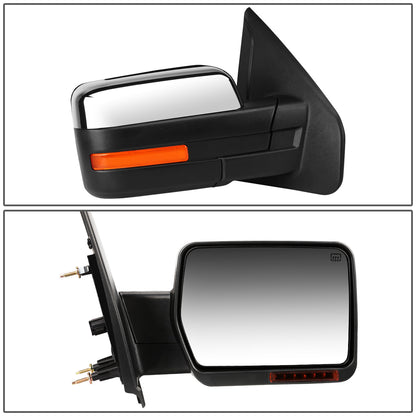 RETROVISORES EXTENDIBLES TOWING MIRROR - 04-14 FORD F-150 - RIGHT - POWERED W/ HEATED - AMBER SIGNAL - CHROME