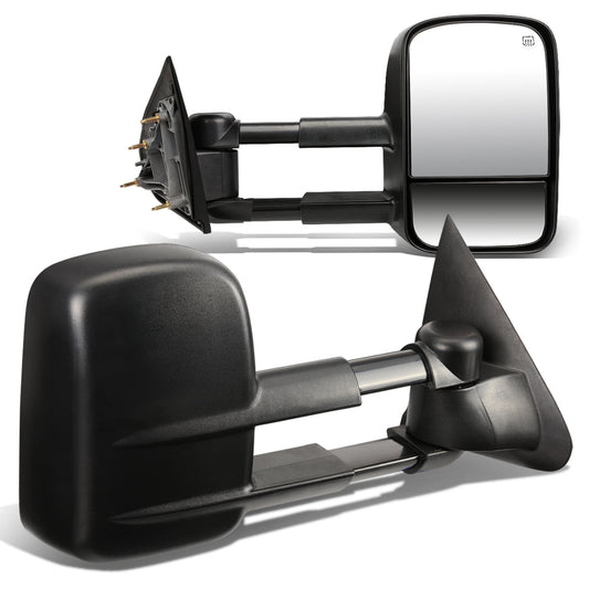 RETROVISORES EXTENDIBLES TOWING MIRROR - 14-18 CHEVY SILVERADO 1500 / 14-20 GMC SIERRA 1500 / 15-20 CHEVY SILVERADO 2500HD, 3500HD, GMC SIERRA 2500HD, 3500HD - PAIR - POWERED W/ HEATED - BLACK