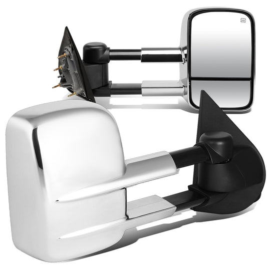 RETROVISORES EXTENDIBLES TOWING MIRROR - 14-18 CHEVY SILVERADO 1500 / 14-20 GMC SIERRA 1500 / 15-20 CHEVY SILVERADO 2500HD, 3500HD, GMC SIERRA 2500HD, 3500HD - PAIR - POWERED W/ HEATED - CHROME