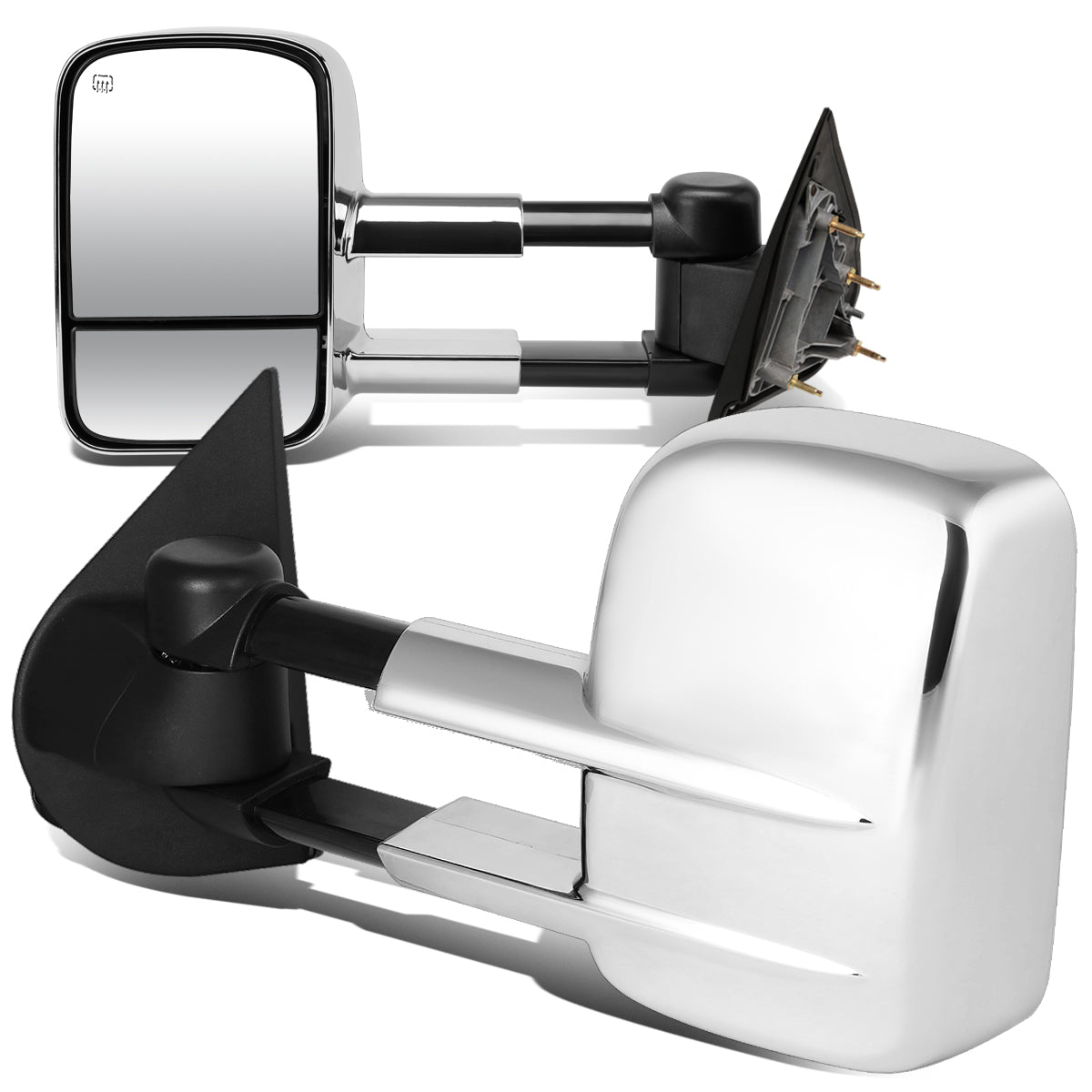 RETROVISORES EXTENDIBLES TOWING MIRROR - 14-18 CHEVY SILVERADO 1500 / 14-20 GMC SIERRA 1500 / 15-20 CHEVY SILVERADO 2500HD, 3500HD, GMC SIERRA 2500HD, 3500HD - PAIR - POWERED W/ HEATED - CHROME