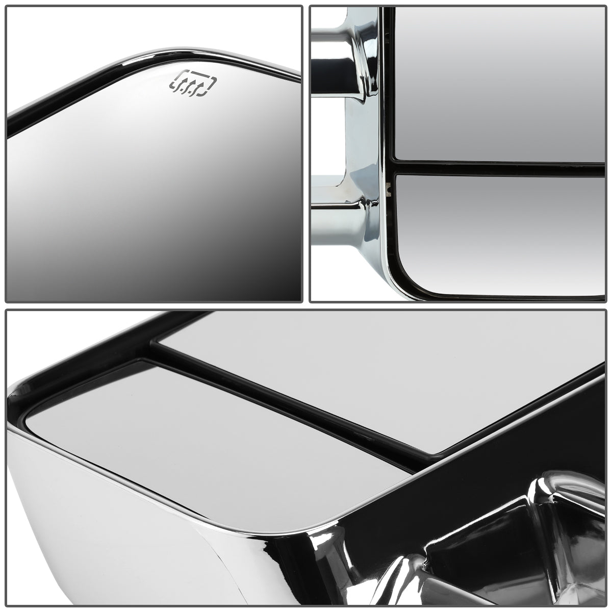 RETROVISORES EXTENDIBLES TOWING MIRROR - 14-18 CHEVY SILVERADO 1500 / 14-20 GMC SIERRA 1500 / 15-20 CHEVY SILVERADO 2500HD, 3500HD, GMC SIERRA 2500HD, 3500HD - PAIR - POWERED W/ HEATED - CHROME