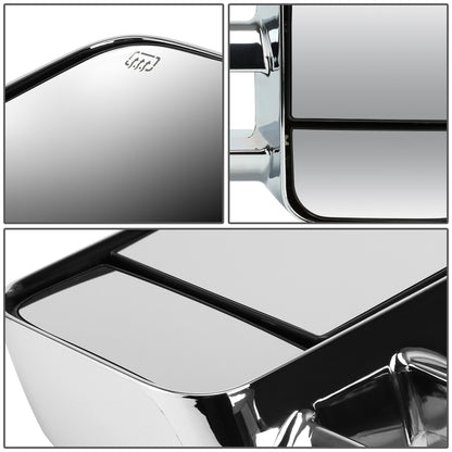 RETROVISORES EXTENDIBLES TOWING MIRROR - 14-18 CHEVY SILVERADO 1500 / 14-20 GMC SIERRA 1500 / 15-20 CHEVY SILVERADO 2500HD, 3500HD, GMC SIERRA 2500HD, 3500HD - PAIR - POWERED W/ HEATED - CHROME