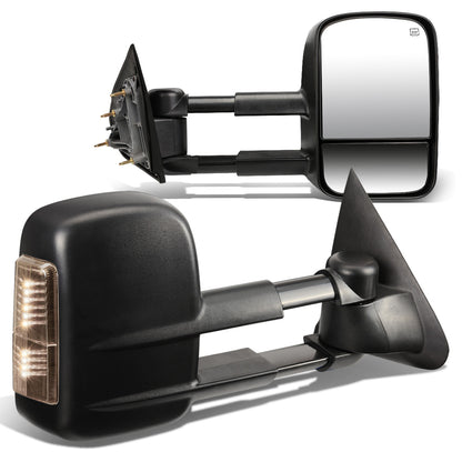 RETROVISORES EXTENDIBLES TOWING MIRROR - 14-18 CHEVY SILVERADO 1500 / 14-20 GMC SIERRA 1500 / 15-20 CHEVY SILVERADO 2500HD, 3500HD, GMC SIERRA 2500HD, 3500HD - PAIR - POWERED W/ HEATED - SMOKE SIGNAL - BLACK