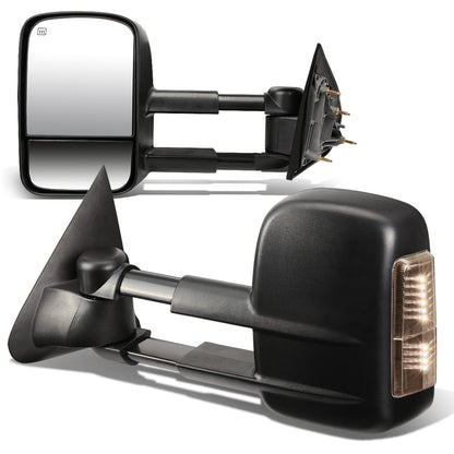 RETROVISORES EXTENDIBLES TOWING MIRROR - 14-18 CHEVY SILVERADO 1500 / 14-20 GMC SIERRA 1500 / 15-20 CHEVY SILVERADO 2500HD, 3500HD, GMC SIERRA 2500HD, 3500HD - PAIR - POWERED W/ HEATED - SMOKE SIGNAL - BLACK