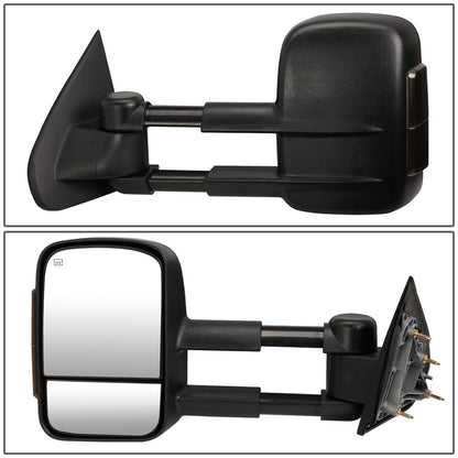 RETROVISORES EXTENDIBLES TOWING MIRROR - 14-18 CHEVY SILVERADO 1500 / 14-20 GMC SIERRA 1500 / 15-20 CHEVY SILVERADO 2500HD, 3500HD, GMC SIERRA 2500HD, 3500HD - PAIR - POWERED W/ HEATED - SMOKE SIGNAL - BLACK