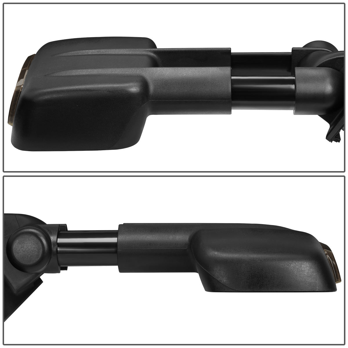 RETROVISORES EXTENDIBLES TOWING MIRROR - 14-18 CHEVY SILVERADO 1500 / 14-20 GMC SIERRA 1500 / 15-20 CHEVY SILVERADO 2500HD, 3500HD, GMC SIERRA 2500HD, 3500HD - PAIR - POWERED W/ HEATED - SMOKE SIGNAL - BLACK