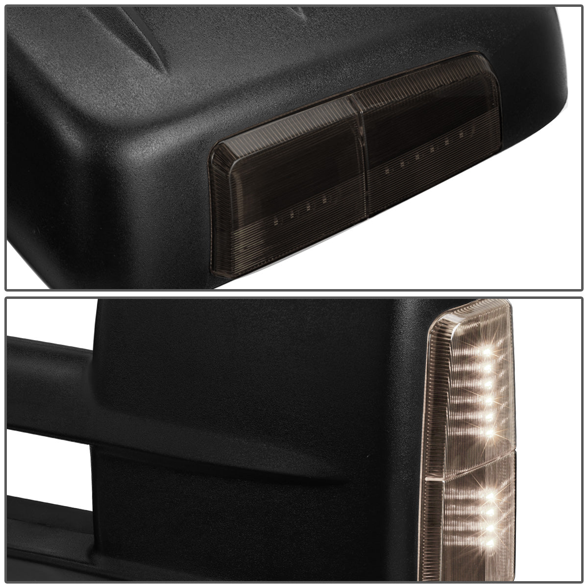 RETROVISORES EXTENDIBLES TOWING MIRROR - 14-18 CHEVY SILVERADO 1500 / 14-20 GMC SIERRA 1500 / 15-20 CHEVY SILVERADO 2500HD, 3500HD, GMC SIERRA 2500HD, 3500HD - PAIR - POWERED W/ HEATED - SMOKE SIGNAL - BLACK