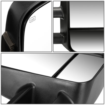 RETROVISORES EXTENDIBLES TOWING MIRROR - 14-18 CHEVY SILVERADO 1500 / 14-20 GMC SIERRA 1500 / 15-20 CHEVY SILVERADO 2500HD, 3500HD, GMC SIERRA 2500HD, 3500HD - PAIR - POWERED W/ HEATED - SMOKE SIGNAL - BLACK