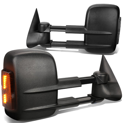 RETROVISORES EXTENDIBLES TOWING MIRROR - 99-02 CHEVY SILVERADO 1500, 2500, 3500, GMC SIERRA 1500, 2500, 3500 / 00-02 CHEVY TAHOE, CHEVY SUBURBAN 1500, 2500, GMC YUKON - PAIR - POWERED W/ HEATED - SMOKE SIGNAL - BLACK