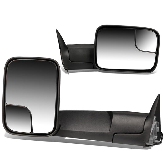 RETROVISORES EXTENDIBLES TOWING MIRROR - 94-97 DODGE RAM 1500, 2500, 3500 - PAIR - POWERED W/O HEATED W/O SIGNAL - BLACK