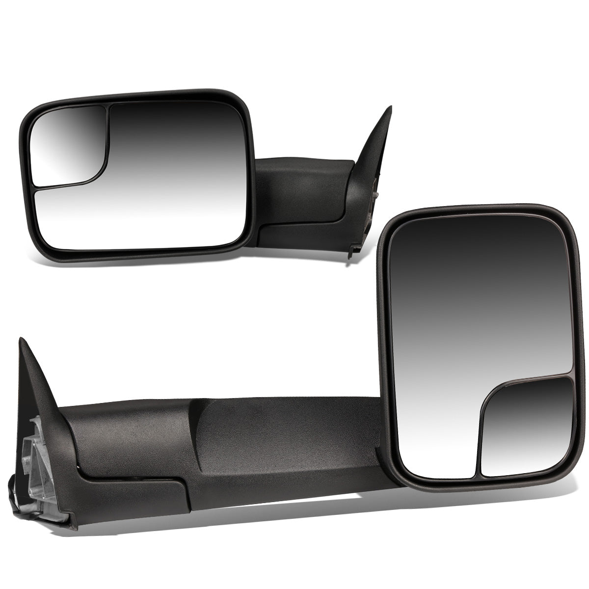 RETROVISORES EXTENDIBLES TOWING MIRROR - 94-97 DODGE RAM 1500, 2500, 3500 - PAIR - POWERED W/O HEATED W/O SIGNAL - BLACK