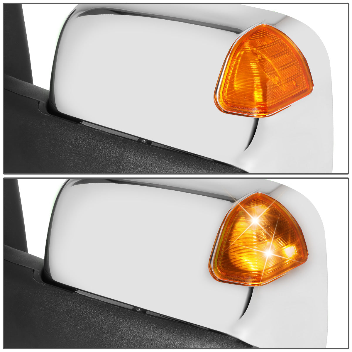 RETROVISORES EXTENDIBLES TOWING MIRROR - 94-01 DODGE RAM 1500 / 94-02 DODGE RAM 2500, 3500 - PAIR - POWERED, W/ O HEATED - LED AMBER SIGNAL - CHROME
