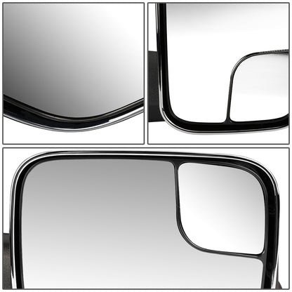 RETROVISORES EXTENDIBLES TOWING MIRROR - 94-01 DODGE RAM 1500 / 94-02 DODGE RAM 2500, 3500 - PAIR - POWERED, W/ O HEATED - LED AMBER SIGNAL - CHROME