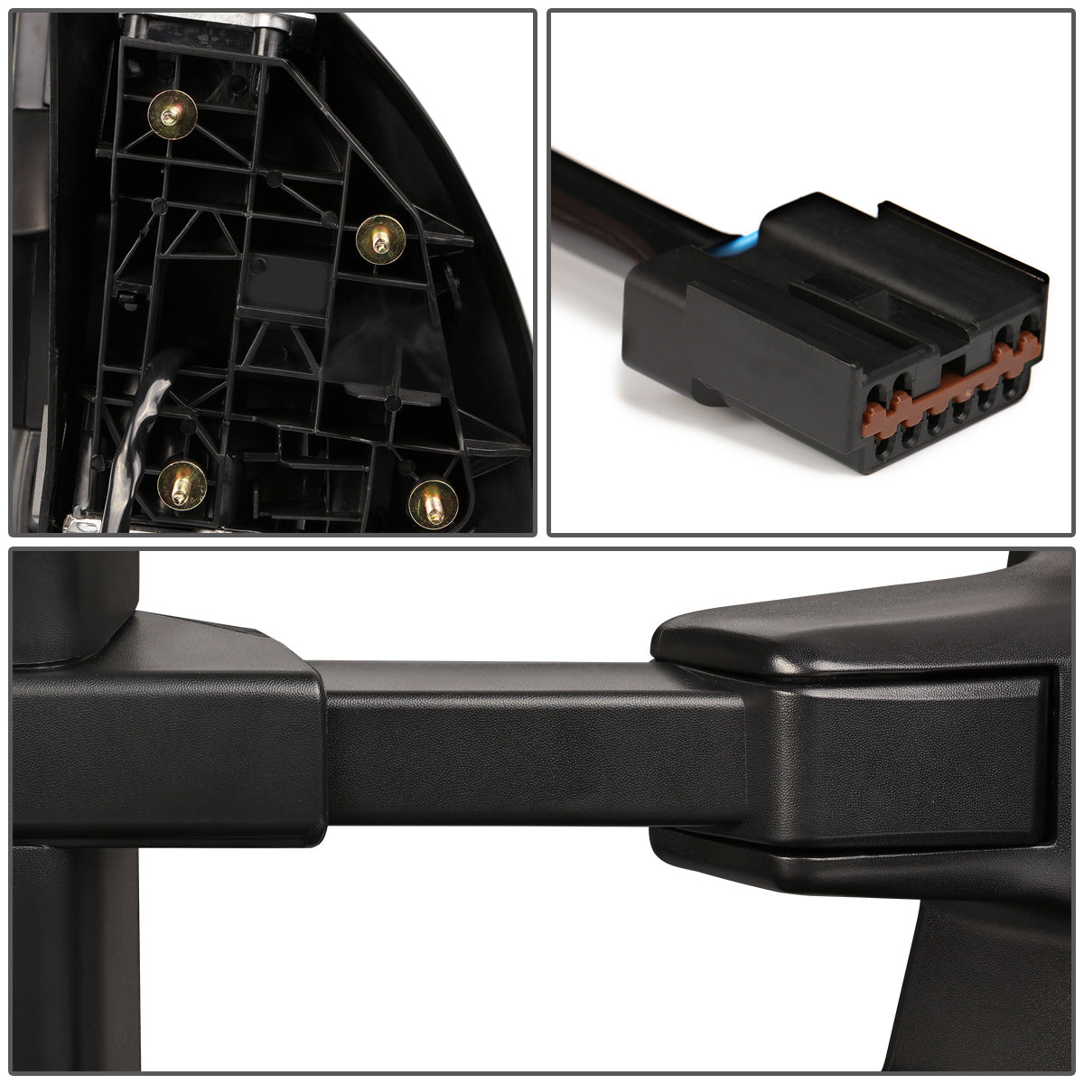 RETROVISORES EXTENDIBLES TOWING MIRROR - 99-07 FORD F-250, F-350, F-450, F-550 - SUPER DUTY - PAIR - POWERED W/ HEATED - LED AMBER SIGNAL - BLACK