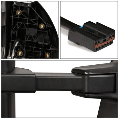 RETROVISORES EXTENDIBLES TOWING MIRROR - 99-07 FORD F-250, F-350, F-450, F-550 - SUPER DUTY - PAIR - POWERED W/ HEATED - LED AMBER SIGNAL - BLACK