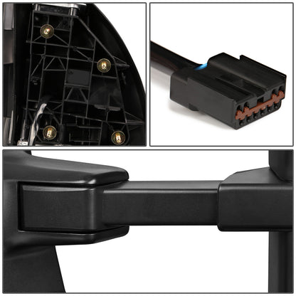 RETROVISORES EXTENDIBLES TOWING MIRROR - 99-07 FORD F-250, F-350, F-450, F-550 - SUPER DUTY - LEFT - POWERED W/ HEATED - LED AMBER SIGNAL - BLACK