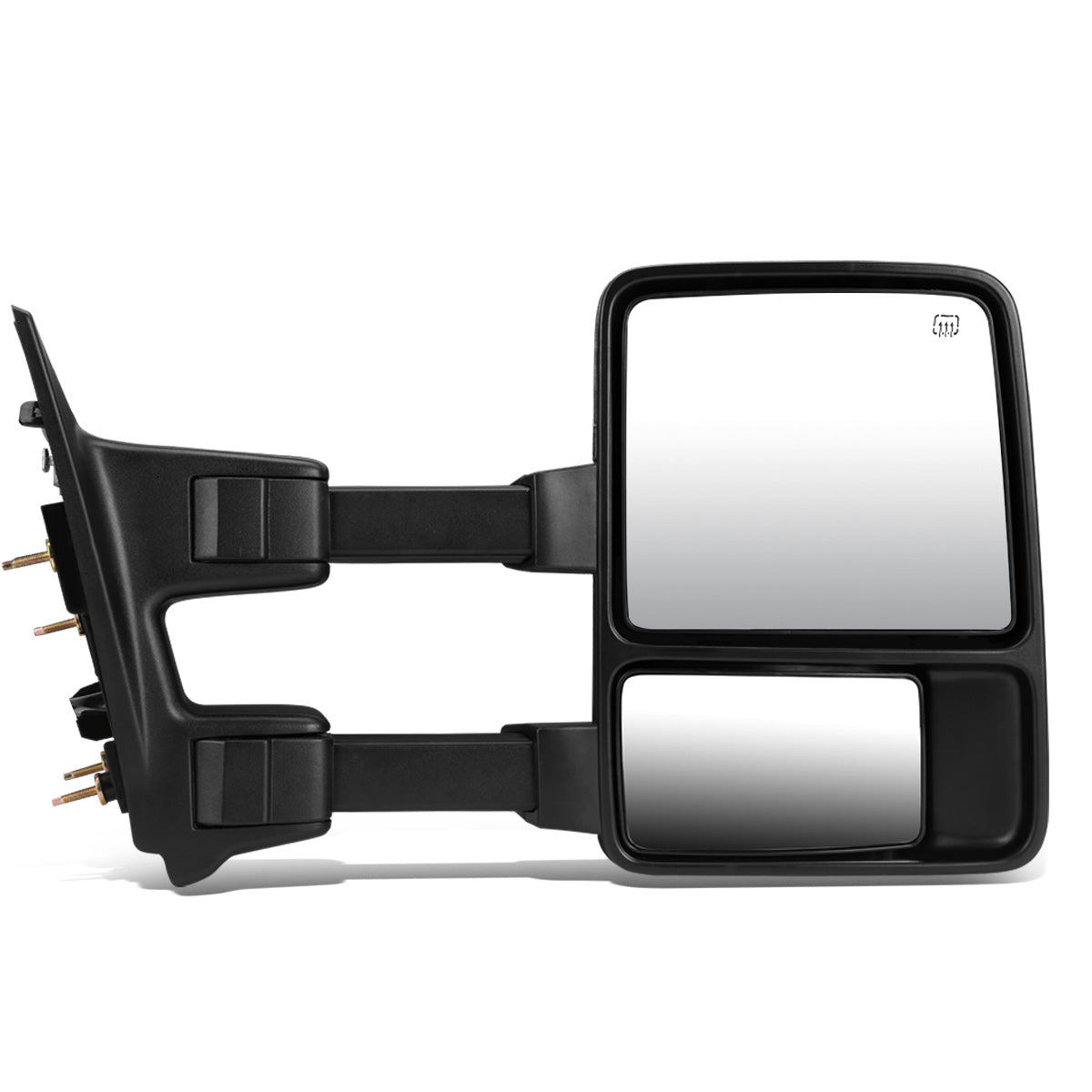 RETROVISORES EXTENDIBLES TOWING MIRROR - 99-07 FORD F-250, F-350, F-450, F-550 - SUPER DUTY - RIGHT - POWERED W/ HEATED - LED AMBER SIGNAL - BLACK