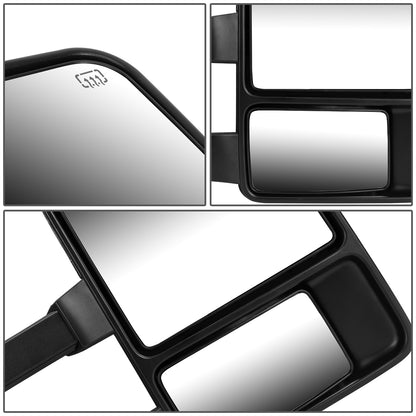 RETROVISORES EXTENDIBLES TOWING MIRROR - 99-07 FORD F-250, F-350, F-450, F-550 - SUPER DUTY - RIGHT - POWERED W/ HEATED - LED AMBER SIGNAL - BLACK