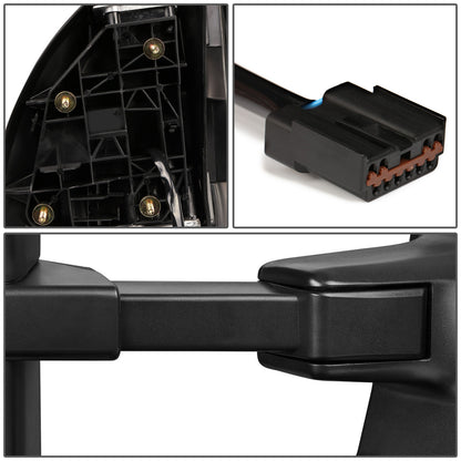RETROVISORES EXTENDIBLES TOWING MIRROR - 99-07 FORD F-250, F-350, F-450, F-550 - SUPER DUTY - RIGHT - POWERED W/ HEATED - LED AMBER SIGNAL - BLACK