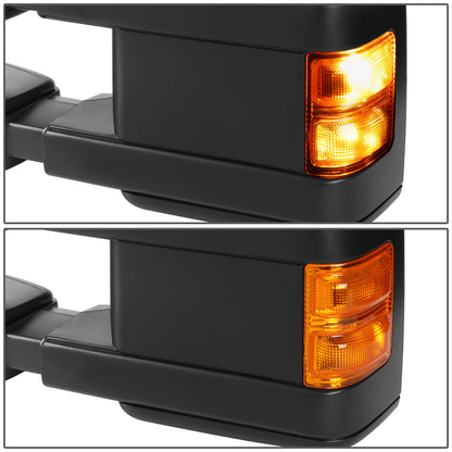 RETROVISORES EXTENDIBLES TOWING MIRROR - 99-07 FORD F-250, F-350, F-450, F-550 - SUPER DUTY - PAIR - POWERED W/ HEATED - LED AMBER SIGNAL - CHROME