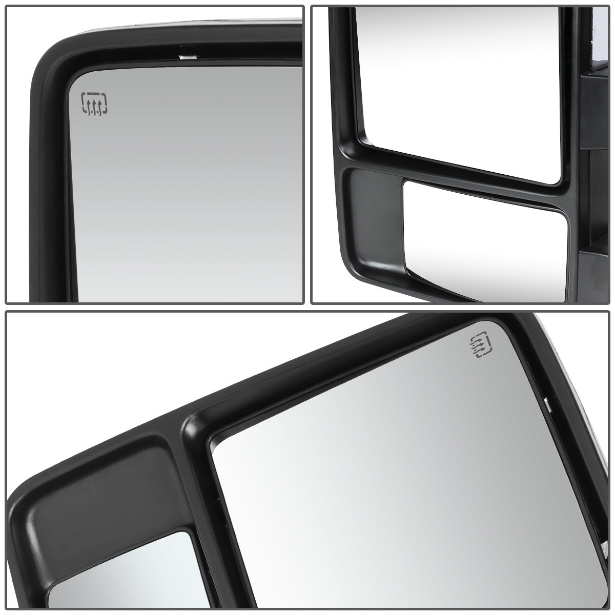 RETROVISORES EXTENDIBLES TOWING MIRROR - 99-07 FORD F-250, F-350, F-450, F-550 - SUPER DUTY - PAIR - POWERED W/ HEATED - LED AMBER SIGNAL - CHROME