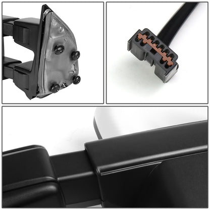 RETROVISORES EXTENDIBLES TOWING MIRROR - 99-07 FORD F-250, F-350, F-450, F-550 - SUPER DUTY - PAIR - POWERED W/ HEATED - LED AMBER SIGNAL - CHROME