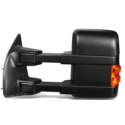 RETROVISORES EXTENDIBLES TOWING MIRROR - 08-16 FORD F-250, F-350, F-450, F-550 - SUPER DUTY - LEFT - MANUAL W/ HEATED - LED AMBER SIGNAL - BLACK