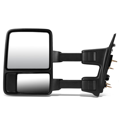 RETROVISORES EXTENDIBLES TOWING MIRROR - 08-16 FORD F-250, F-350, F-450, F-550 - SUPER DUTY - LEFT - MANUAL W/ HEATED - LED AMBER SIGNAL - BLACK