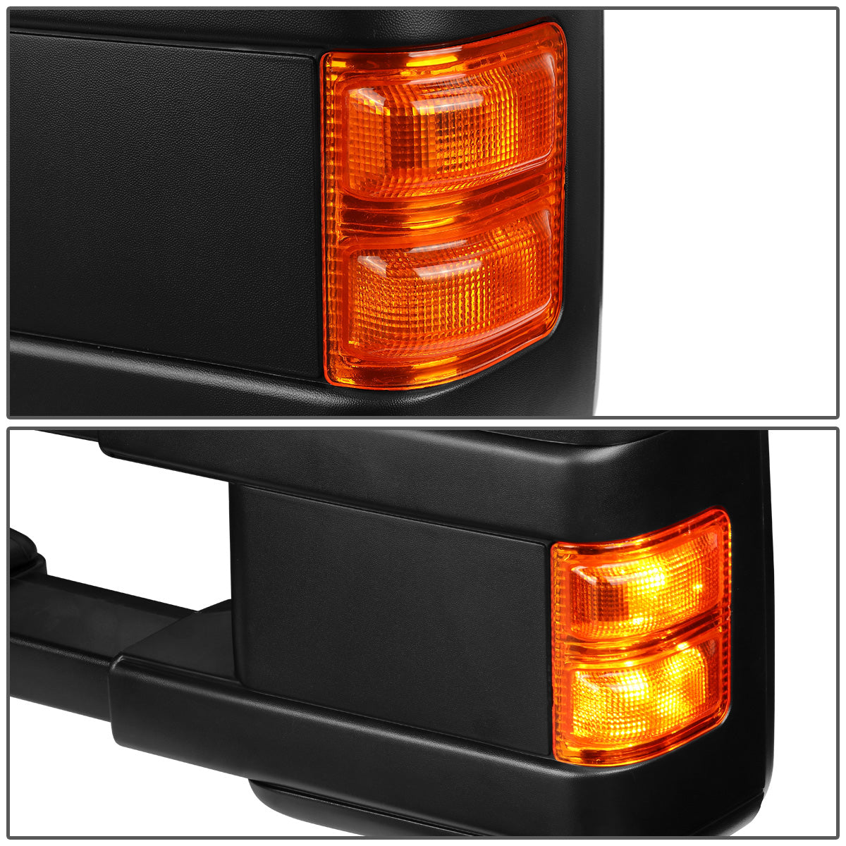 RETROVISORES EXTENDIBLES TOWING MIRROR - 08-16 FORD F-250, F-350, F-450, F-550 - SUPER DUTY - LEFT - MANUAL W/ HEATED - LED AMBER SIGNAL - BLACK