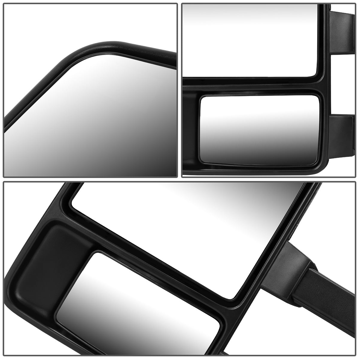 RETROVISORES EXTENDIBLES TOWING MIRROR - 08-16 FORD F-250, F-350, F-450, F-550 - SUPER DUTY - LEFT - MANUAL W/ HEATED - LED AMBER SIGNAL - BLACK