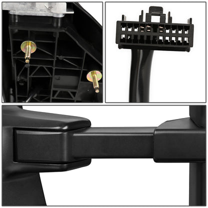 RETROVISORES EXTENDIBLES TOWING MIRROR - 08-16 FORD F-250, F-350, F-450, F-550 - SUPER DUTY - LEFT - MANUAL W/ HEATED - LED AMBER SIGNAL - BLACK