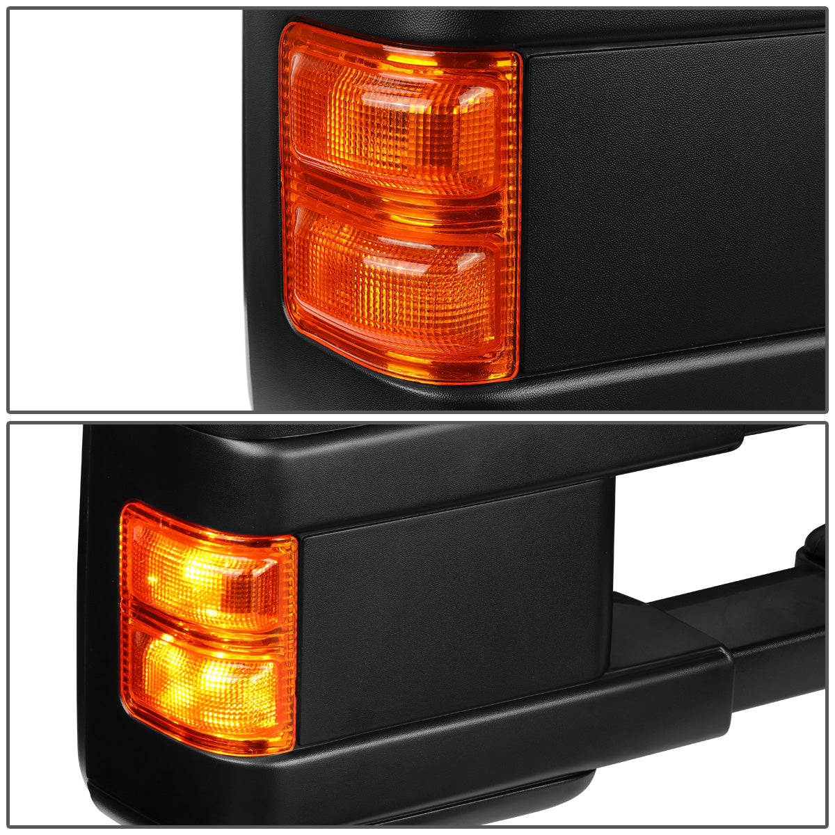 RETROVISORES EXTENDIBLES TOWING MIRROR - 08-16 FORD F-250, F-350, F-450, F-550 - SUPER DUTY - RIGHT - MANUAL W/ HEATED - LED AMBER SIGNAL - BLACK