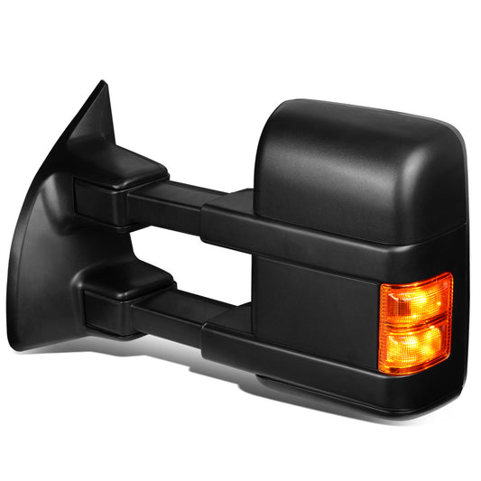 RETROVISORES EXTENDIBLES TOWING MIRROR - 08-16 FORD F-250, F-350, F-450, F-550 - SUPER DUTY - LEFT - POWERED W/ HEATED - LED AMBER SIGNAL - BLACK