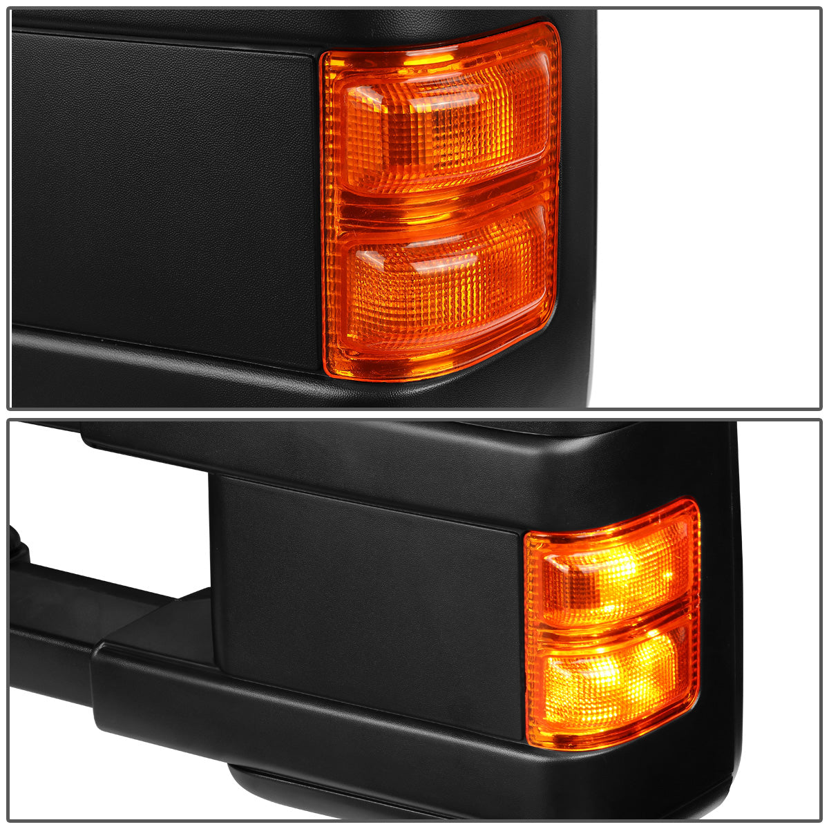 RETROVISORES EXTENDIBLES TOWING MIRROR - 08-16 FORD F-250, F-350, F-450, F-550 - SUPER DUTY - LEFT - POWERED W/ HEATED - LED AMBER SIGNAL - BLACK