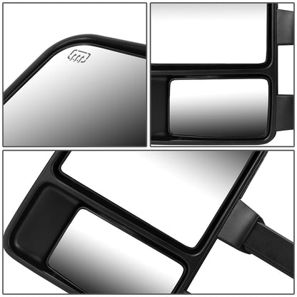 RETROVISORES EXTENDIBLES TOWING MIRROR - 08-16 FORD F-250, F-350, F-450, F-550 - SUPER DUTY - LEFT - POWERED W/ HEATED - LED AMBER SIGNAL - BLACK