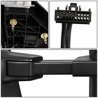 RETROVISORES EXTENDIBLES TOWING MIRROR - 08-16 FORD F-250, F-350, F-450, F-550 - SUPER DUTY - LEFT - POWERED W/ HEATED - LED AMBER SIGNAL - BLACK