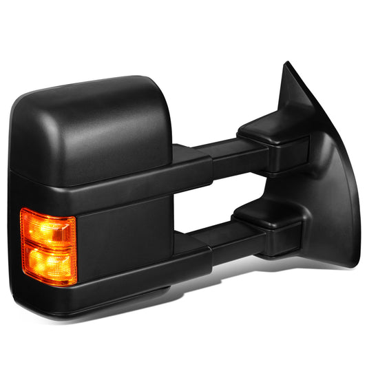 RETROVISORES EXTENDIBLES TOWING MIRROR - 08-16 FORD F-250, F-350, F-450, F-550 - SUPER DUTY - RIGHT - POWERED W/ HEATED - LED AMBER SIGNAL - BLACK