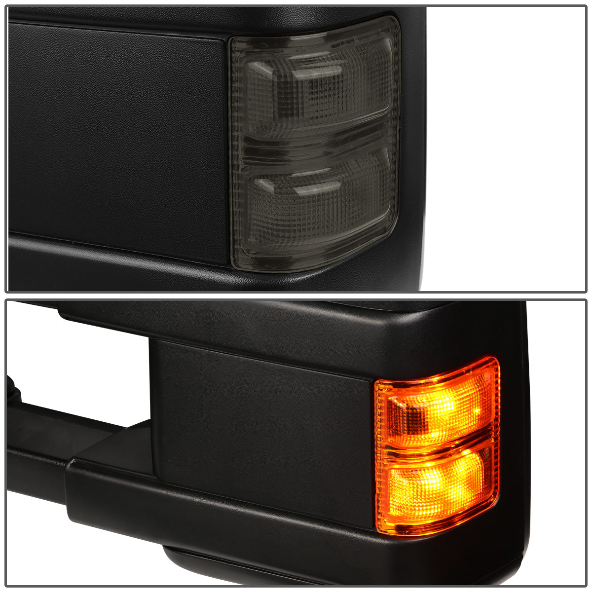RETROVISORES EXTENDIBLES TOWING MIRROR - 08-16 FORD F-250, F-350, F-450, F-550 - SUPER DUTY - PAIR - POWERED W/ HEATED - SMOKE SIGNAL - CHROME