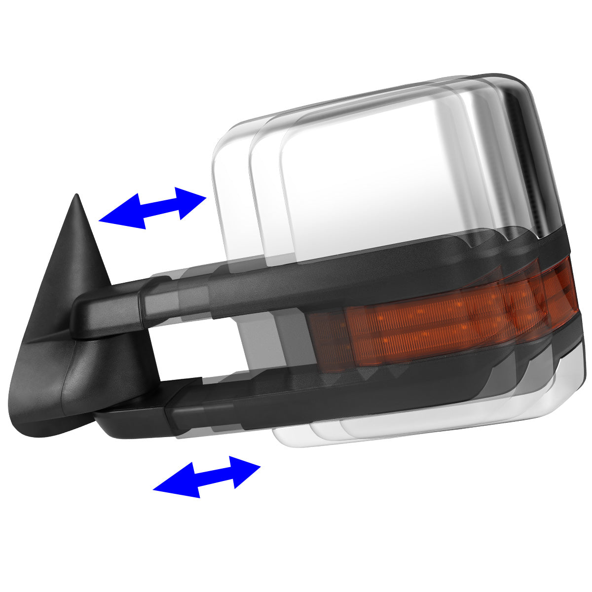 RETROVISORES EXTENDIBLES TOWING MIRROR - 07-13 CHEVY SILVERADO 1500, GMC SIERRA 1500, CHEVY AVALANCHE / 07-14 CHEVY SILVERADO 2500, 3500HD, CHEVY SUBURBAN 1500, 2500, CHEVY TAHOE, GMC SIERRA 2500HD, 3500HD, GMC YUKON XL 1500, 2500, GMC YUKON - PAIR -