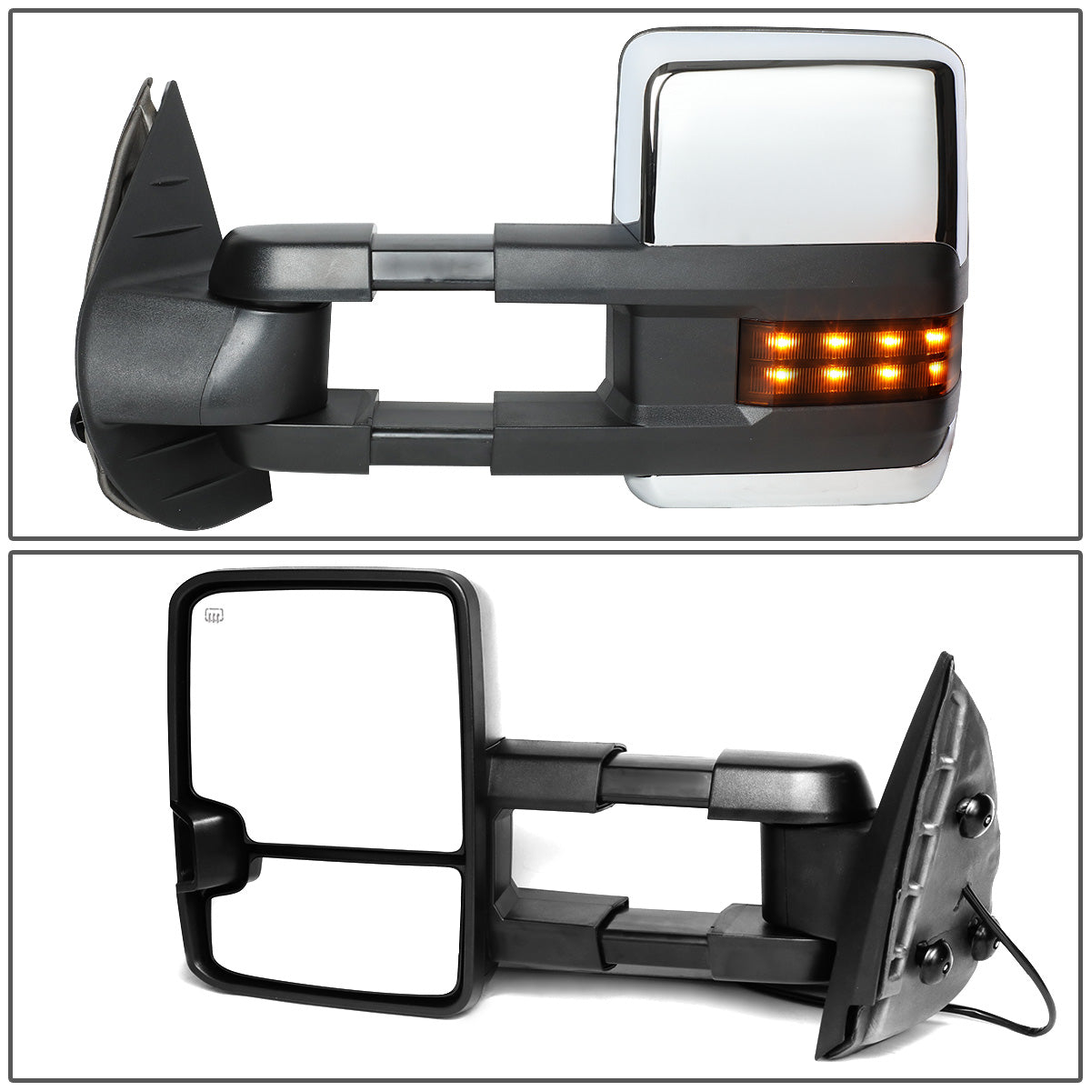 RETROVISORES EXTENDIBLES TOWING MIRROR - 07-13 CHEVY SILVERADO 1500, 1500HD, 2500, 2500HD, GMC SIERRA 1500, 1500HD, 2500, 2500HD, CHEVY SUBURBAN 1500, 2500, GM YUKON, YUKON XL 1500, XL 2500, CHEVY AVALANCHE, CHEVY TAHOE, CADILLAC ESCALADE / 07-14 CHEVY